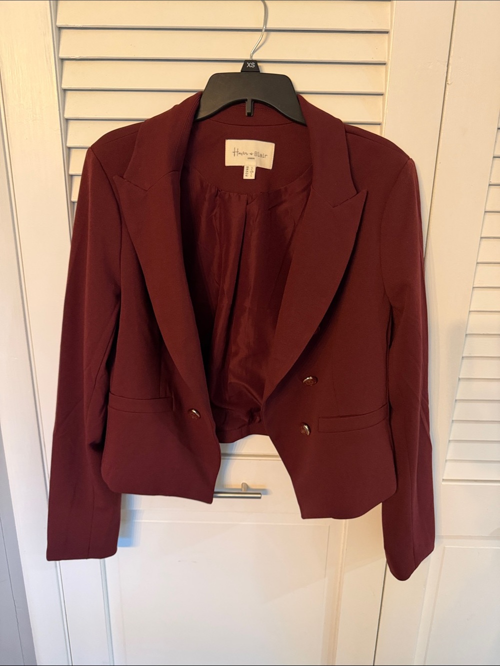 Haver & Blair Women's Wine Double-Breasted Tailored Blazer